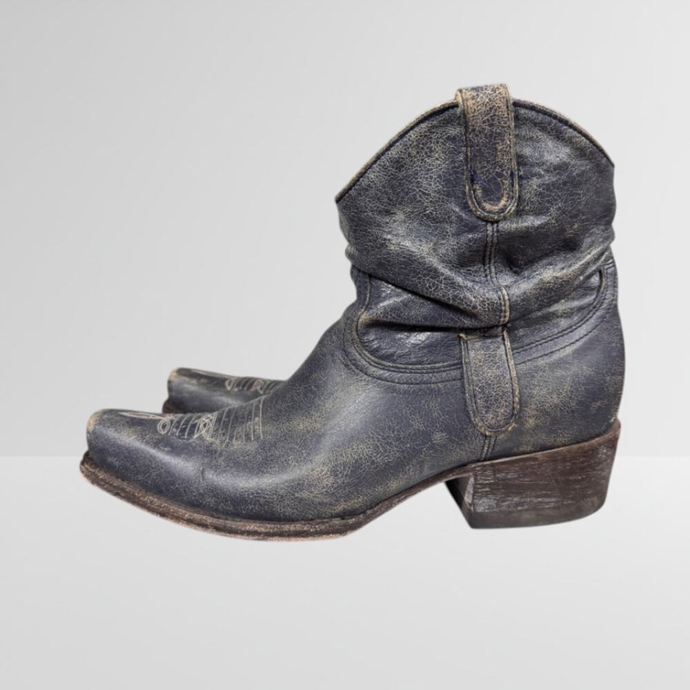 Western OG by Old Gringo Slouchy Cowboy Boots Short Gray Crackle Women's 8 Tab
